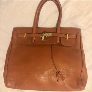 Gorgeous Camel Leather Birkin style tote
